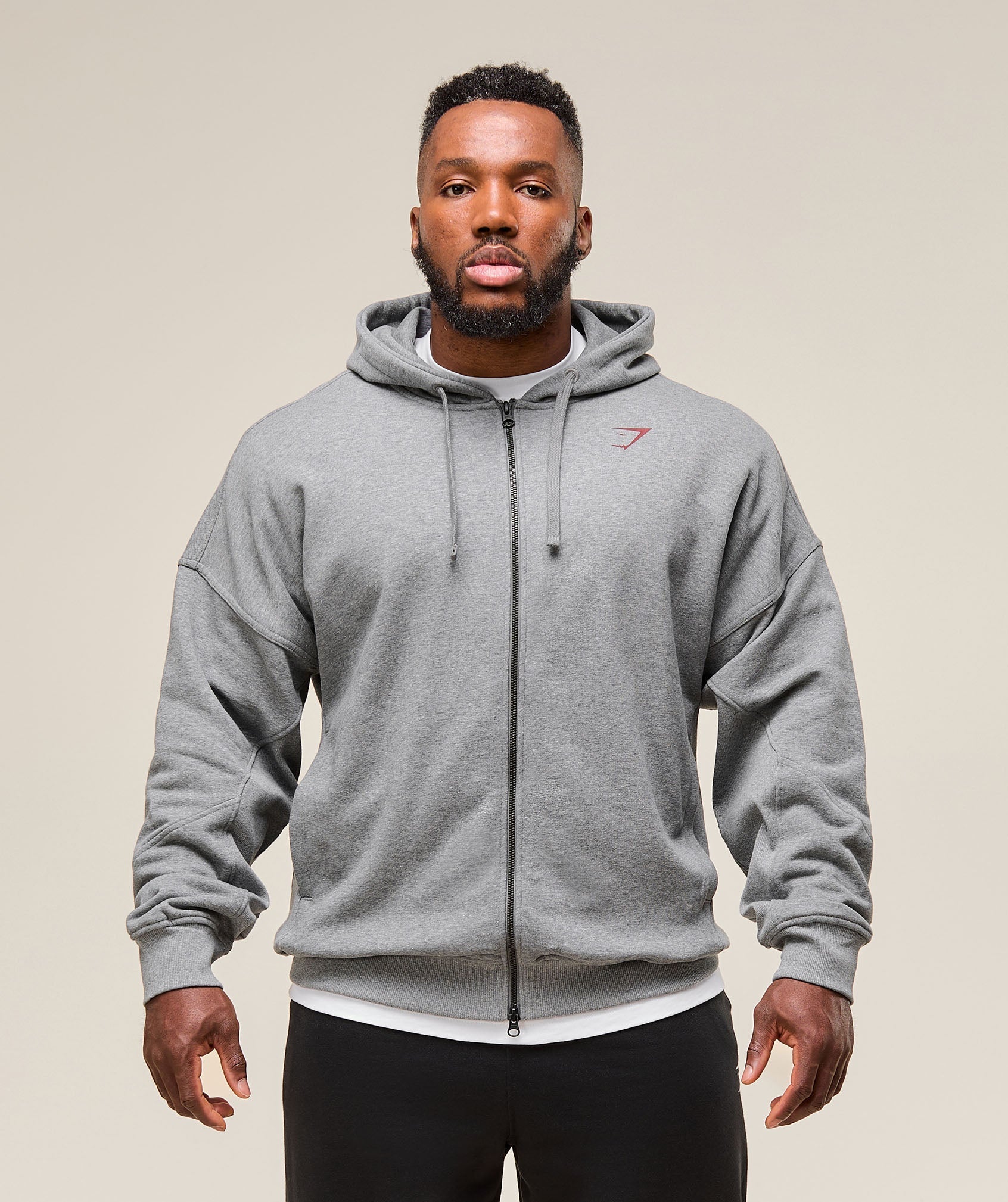 Power Zip Up Hoodie Charcoal Core Marl