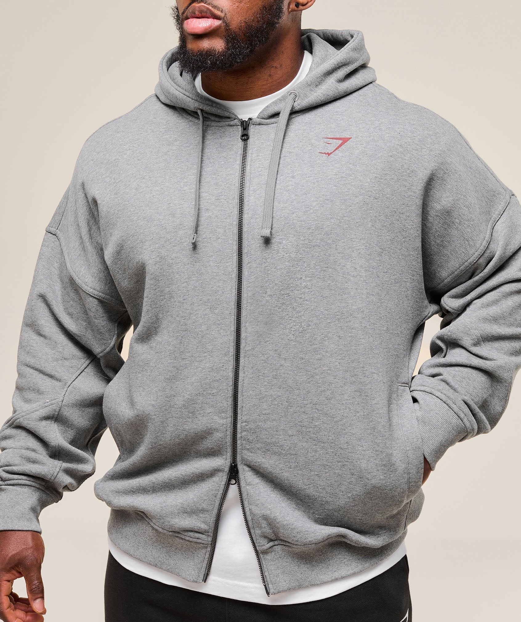 Power Zip Up Hoodie Charcoal Core Marl