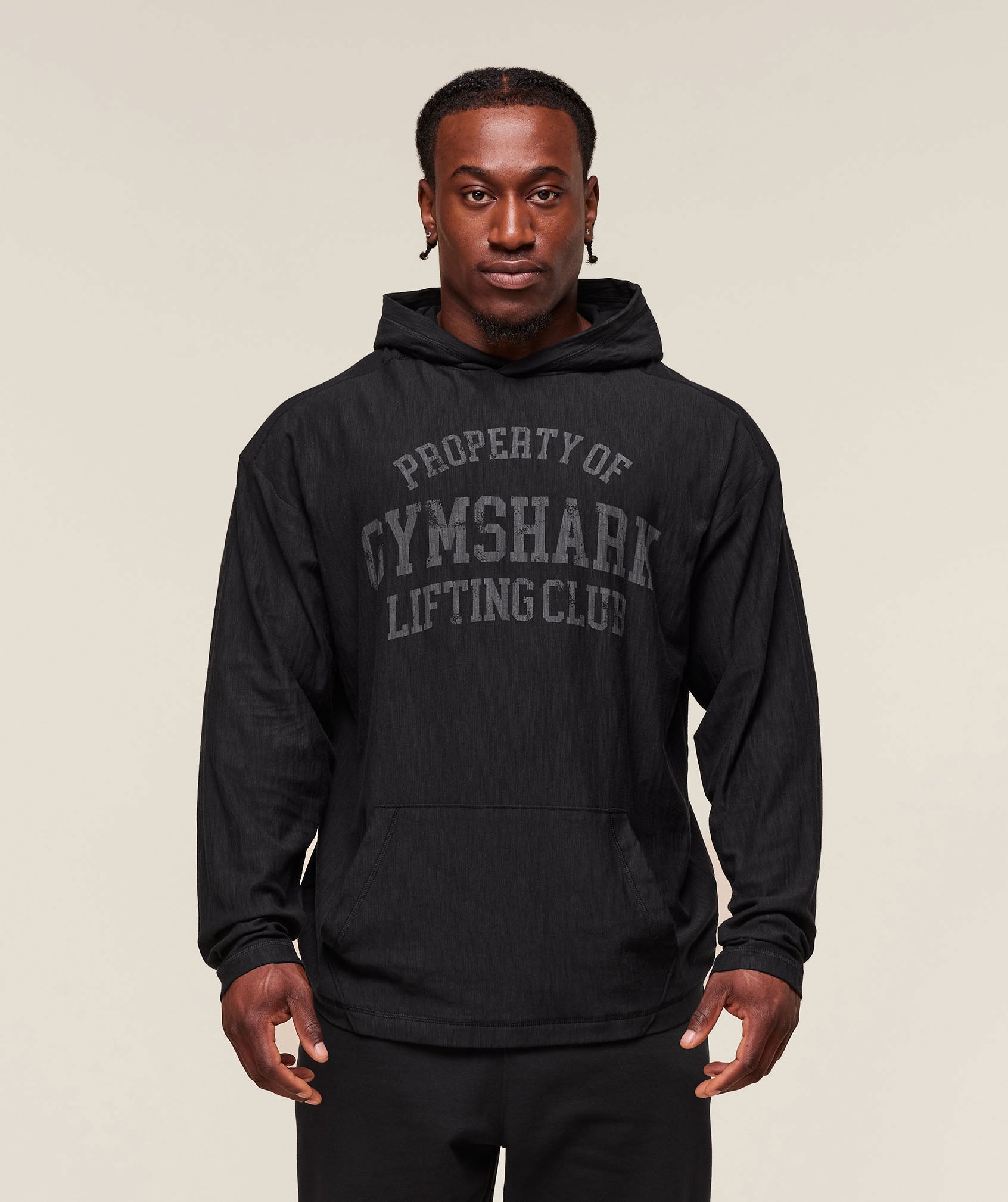 Lightweight Slub Textured Hoodie Black
