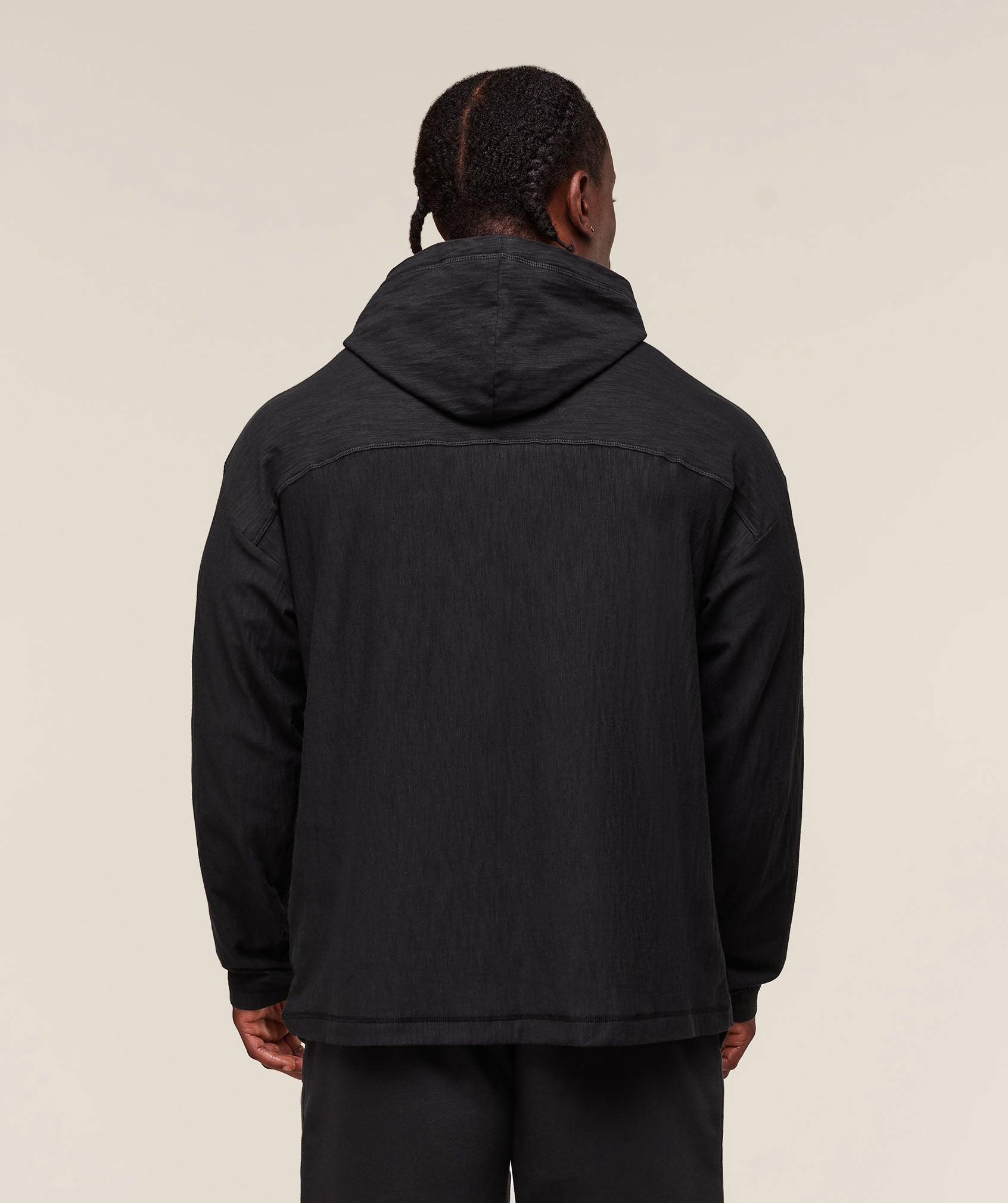 Lightweight Slub Textured Hoodie Black