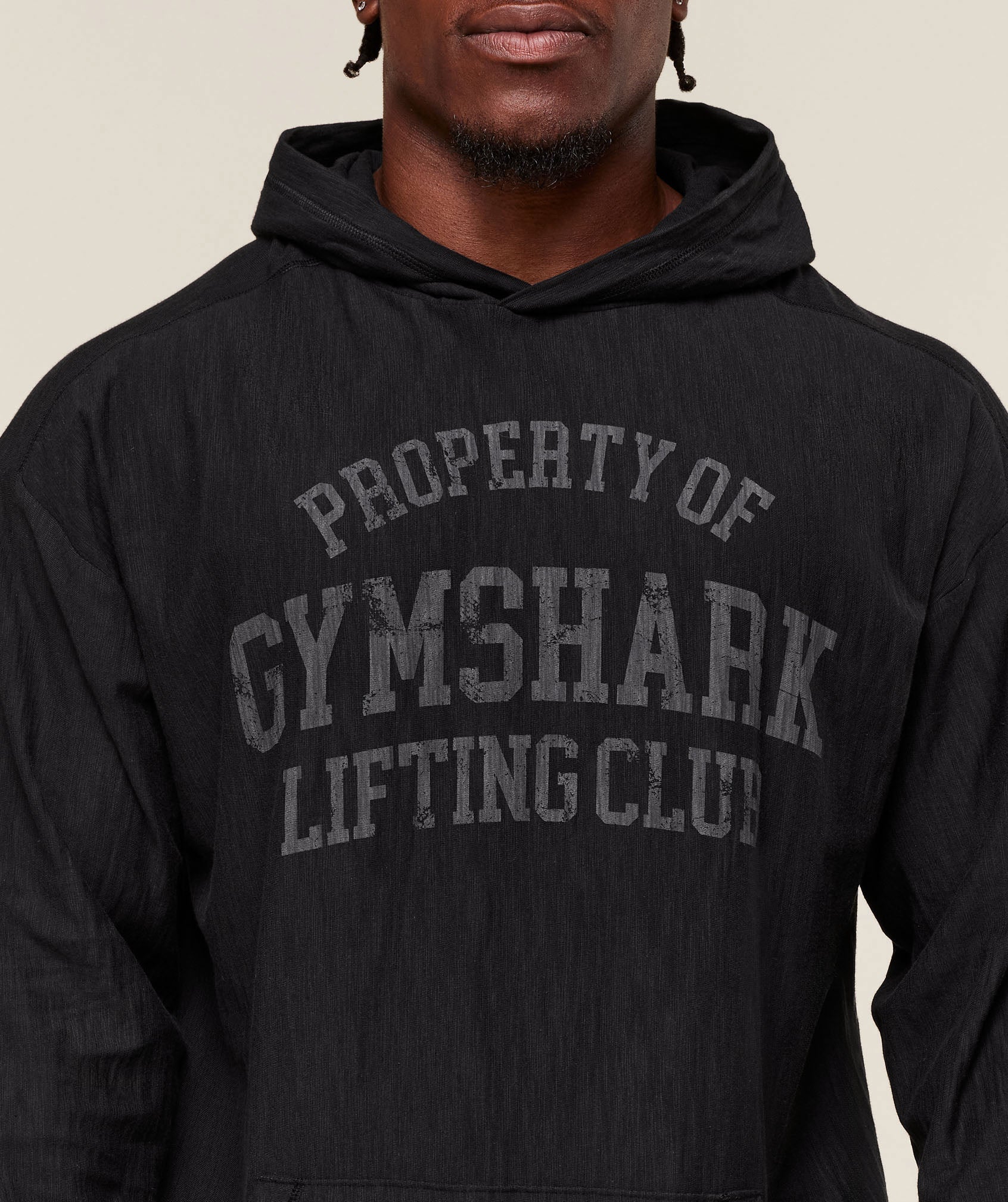 Lightweight Slub Textured Hoodie Black