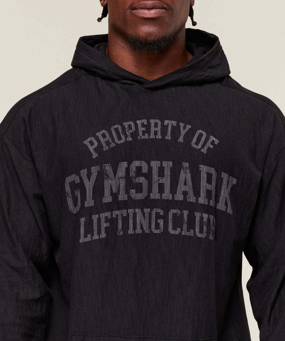 Lightweight Slub Textured Hoodie Black