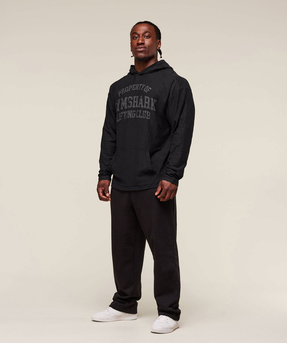 Lightweight Slub Textured Hoodie Black