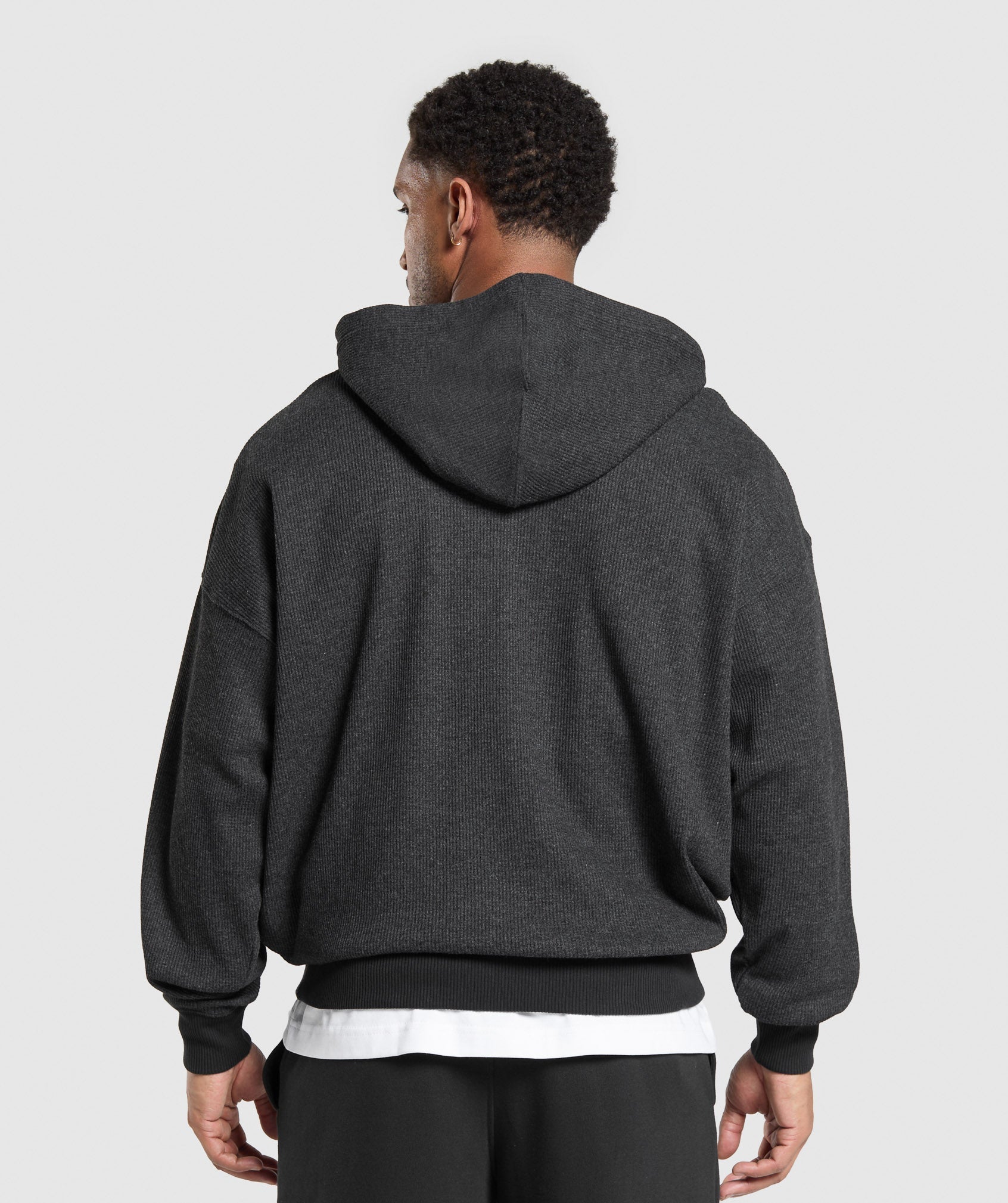 Waffle Zip Hoodie Black