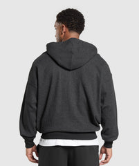 Waffle Zip Hoodie Black
