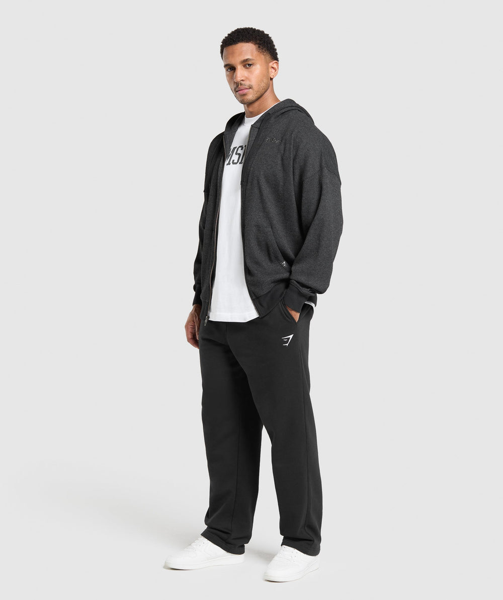 Waffle Zip Hoodie Black