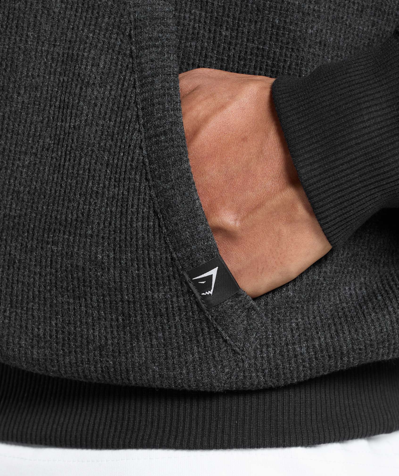 Waffle Zip Hoodie Black