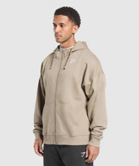 Crest Oversized Zip Up Hoodie Lifestyle Brown