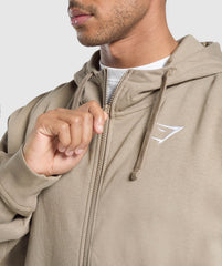 Crest Oversized Zip Up Hoodie Lifestyle Brown
