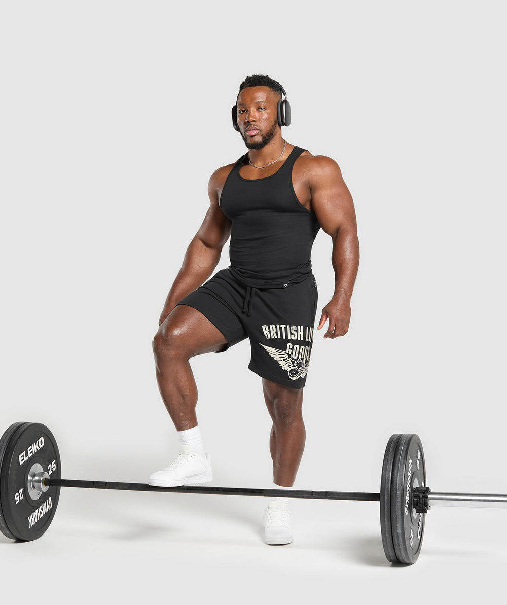 British Lifting Goods Graphic Shorts Black