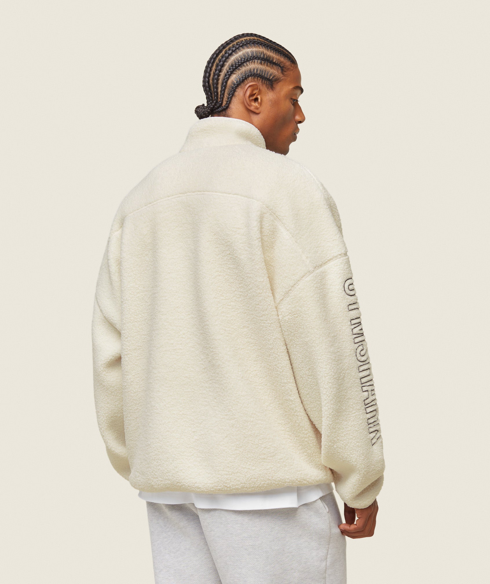 everywear Half Zip Sherpa Jacket Oat White