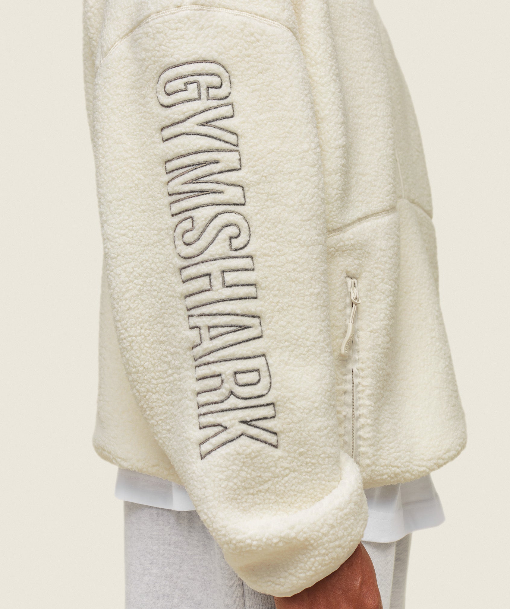everywear Half Zip Sherpa Jacket Oat White