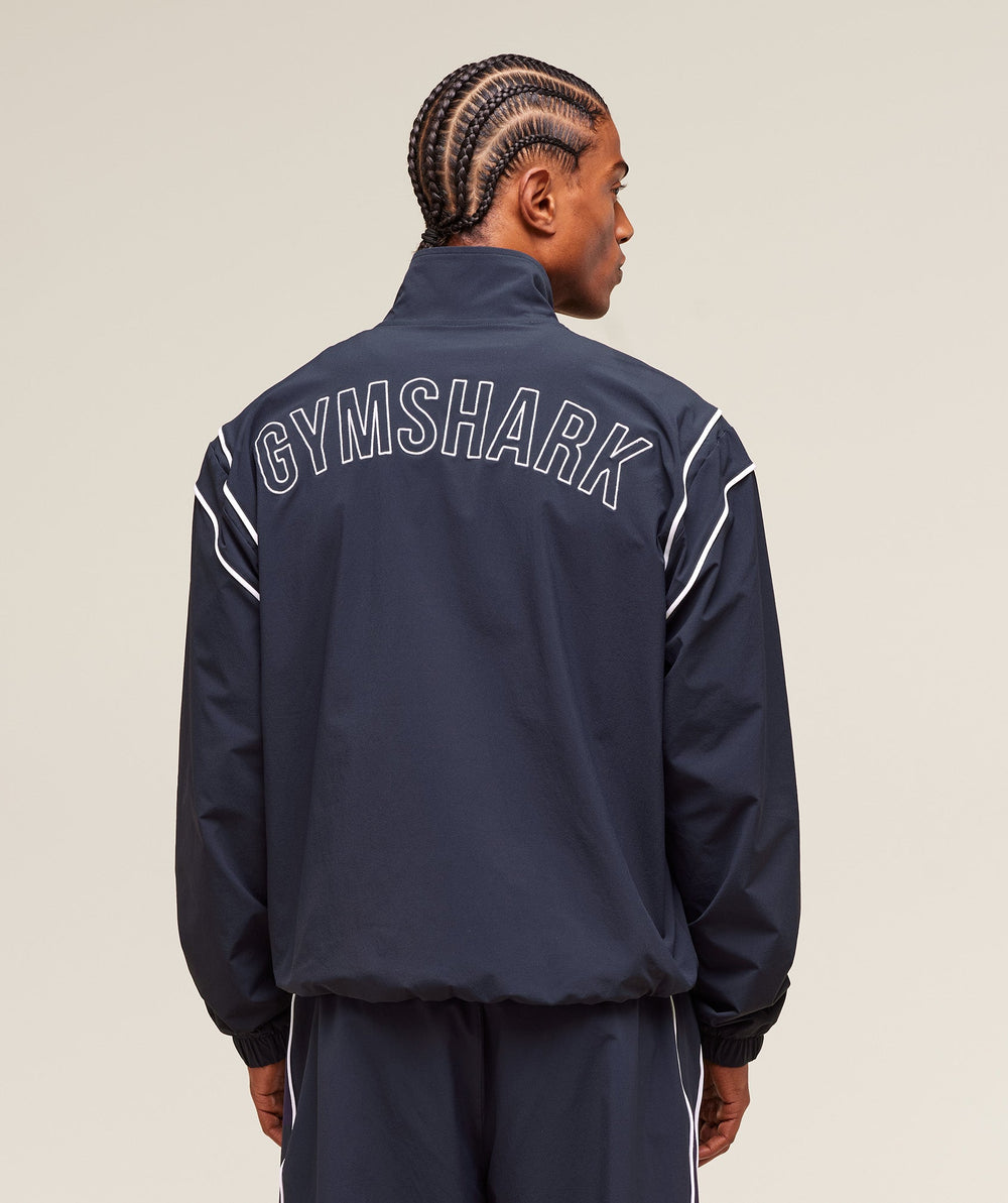 Retro Crinkle Track Jacket Heavy Blue
