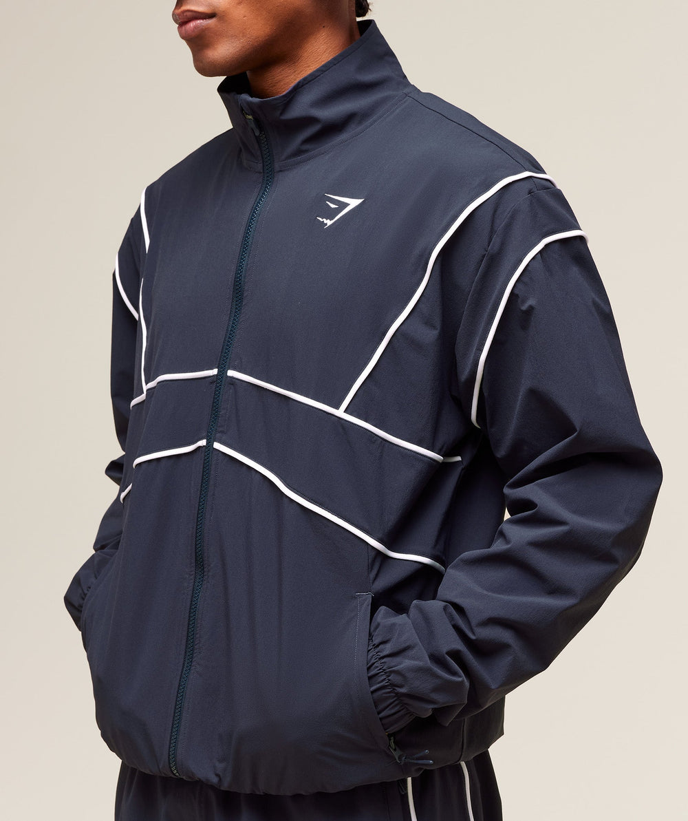 Retro Crinkle Track Jacket Heavy Blue