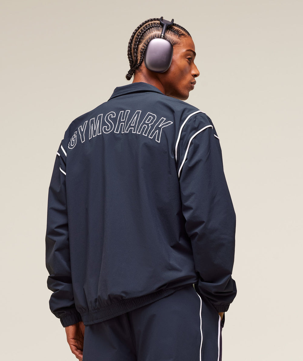 Retro Crinkle Track Jacket Heavy Blue