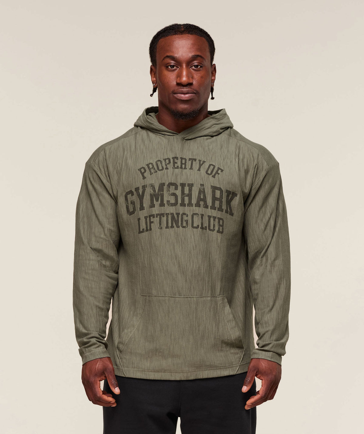 Lightweight Slub Textured Hoodie Utility Green