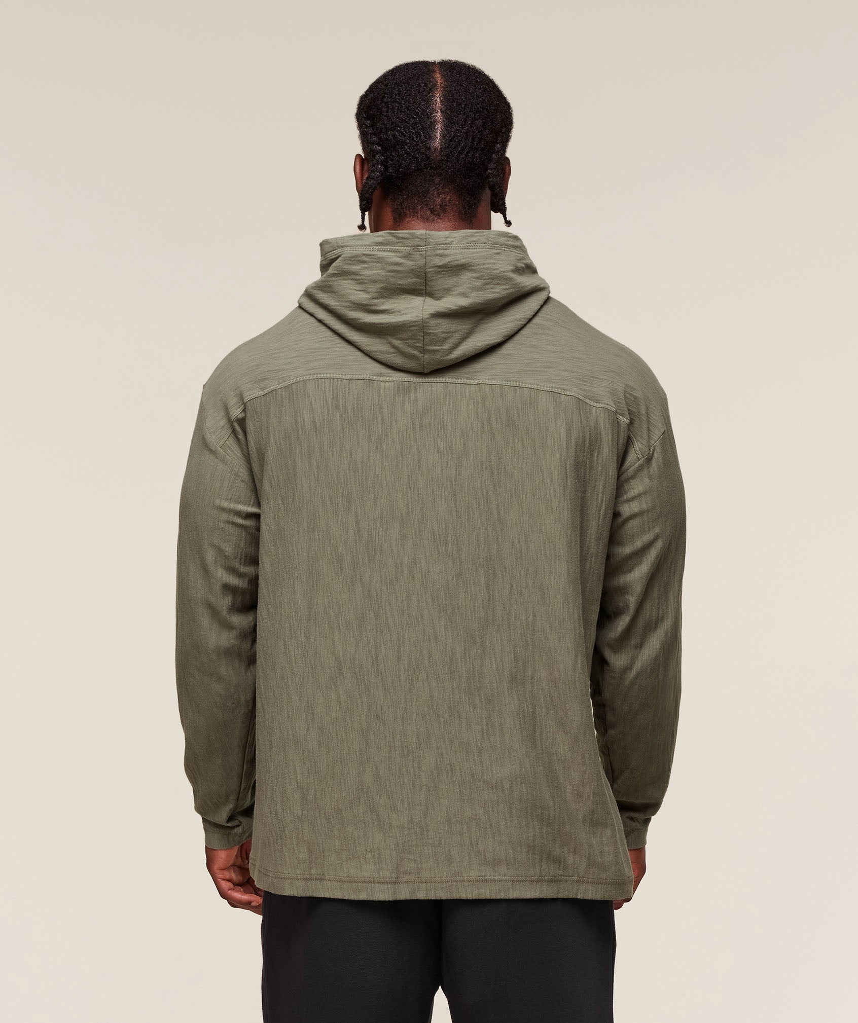 Lightweight Slub Textured Hoodie Utility Green