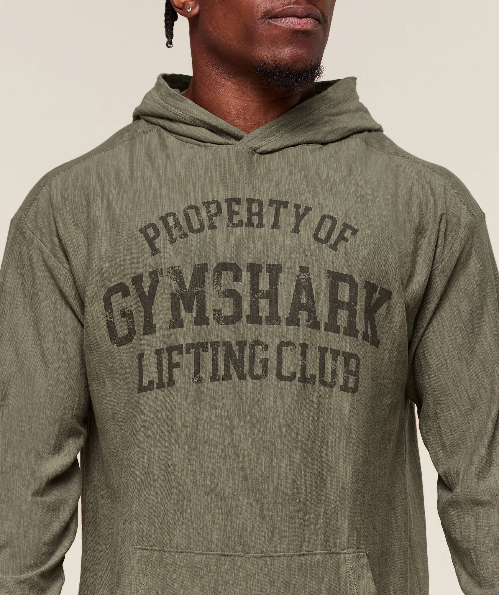 Lightweight Slub Textured Hoodie Utility Green