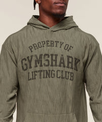 Lightweight Slub Textured Hoodie Utility Green