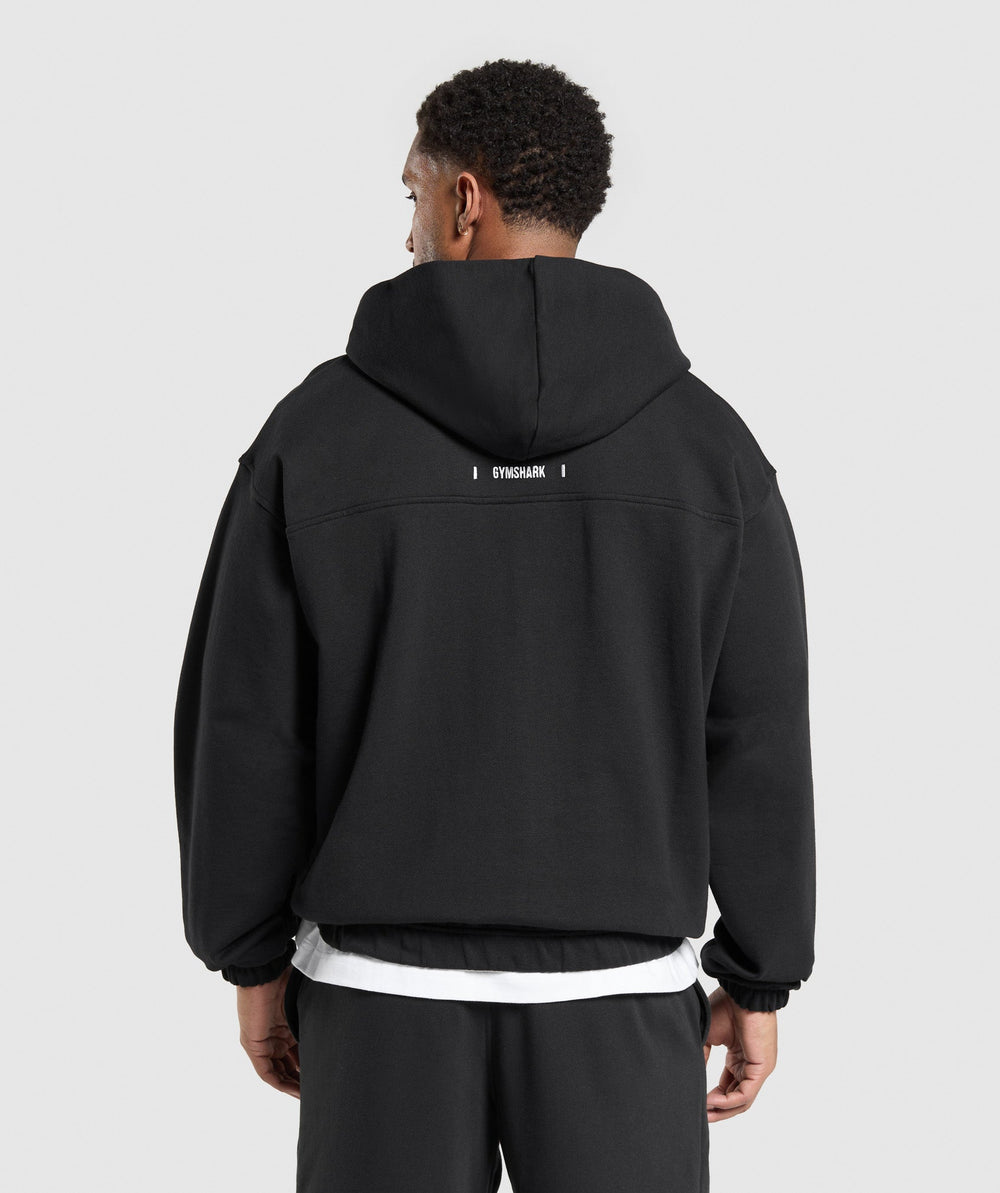 Rest Day Essentials Boxy Zip Up Hoodie Black