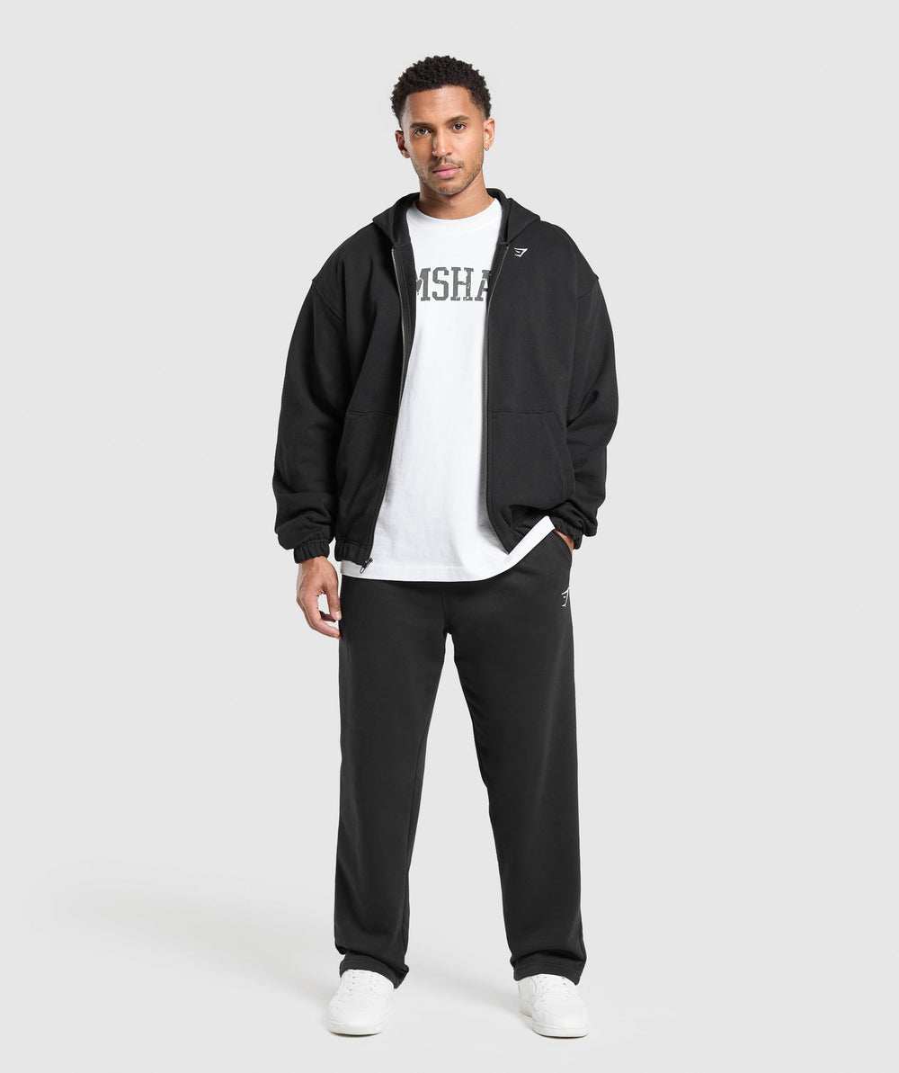 Rest Day Essentials Boxy Zip Up Hoodie Black