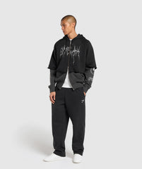 Layered Zip Up Hoodie Black/Asphalt Grey