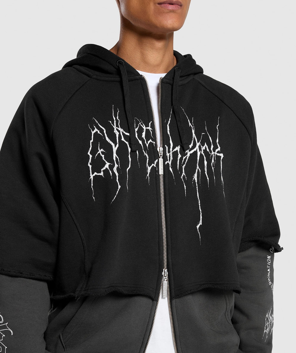 Layered Zip Up Hoodie Black/Asphalt Grey