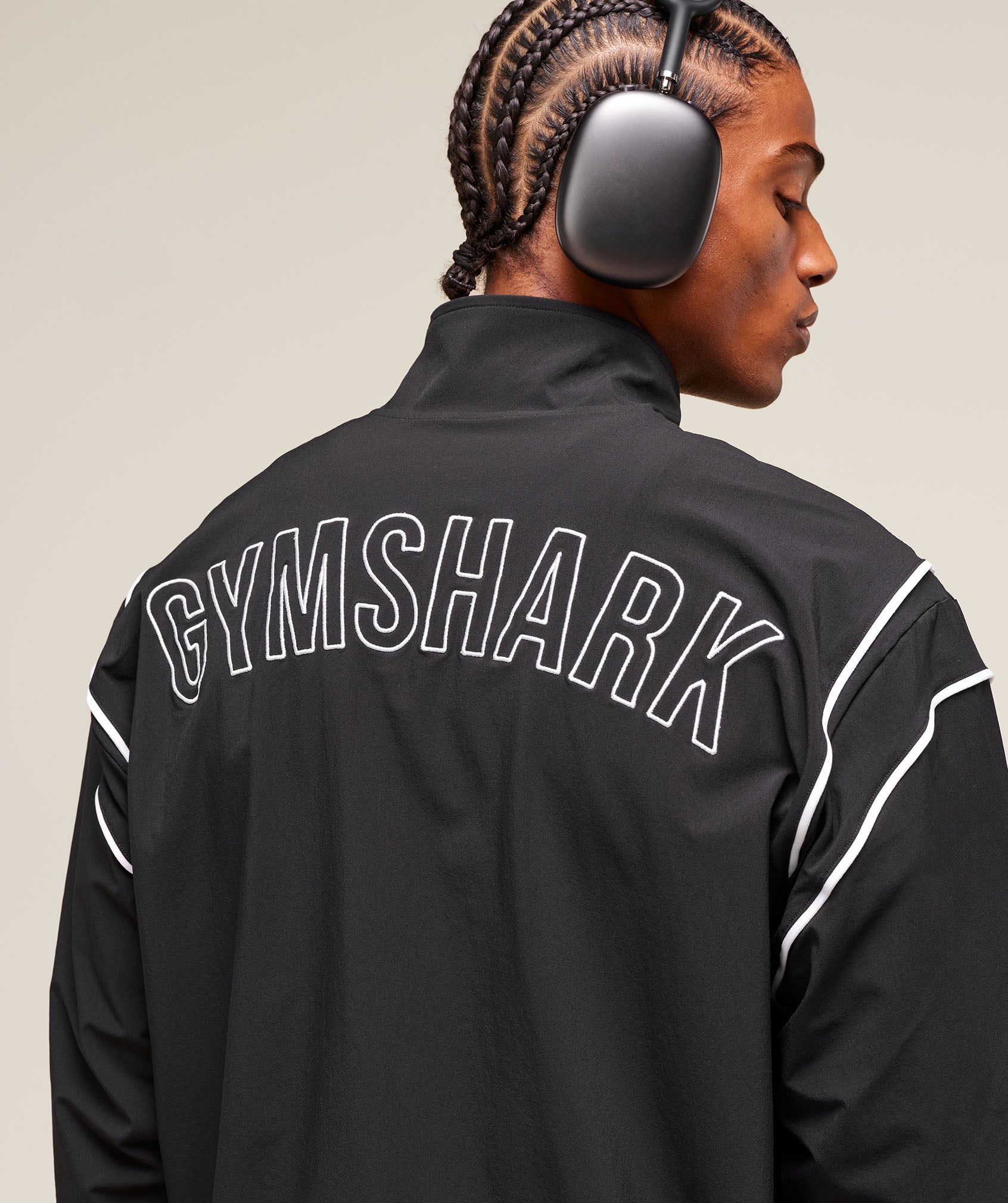 Retro Crinkle Track Jacket Black