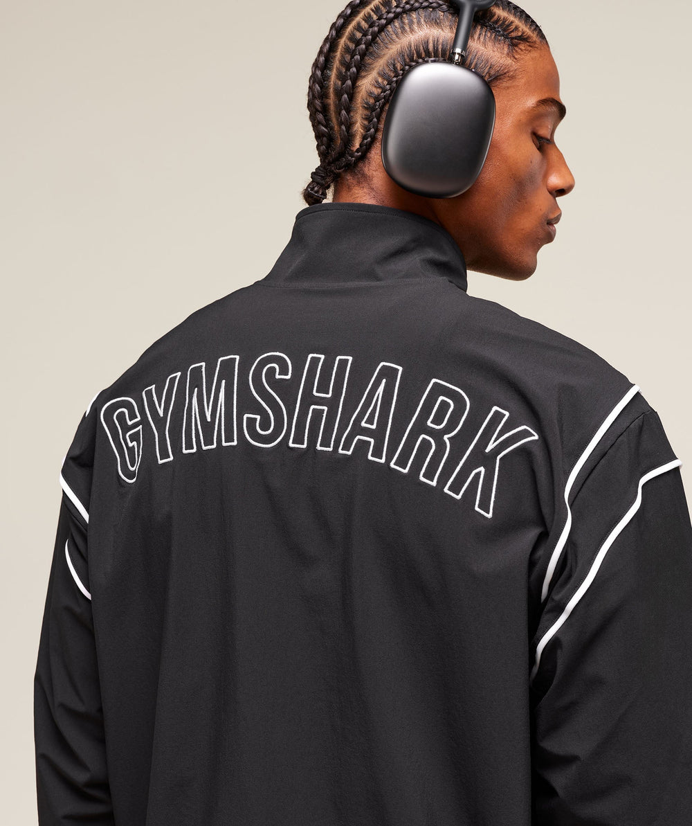 Retro Crinkle Track Jacket Black