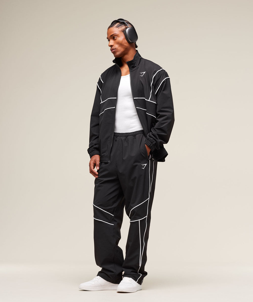 Retro Crinkle Track Jacket Black