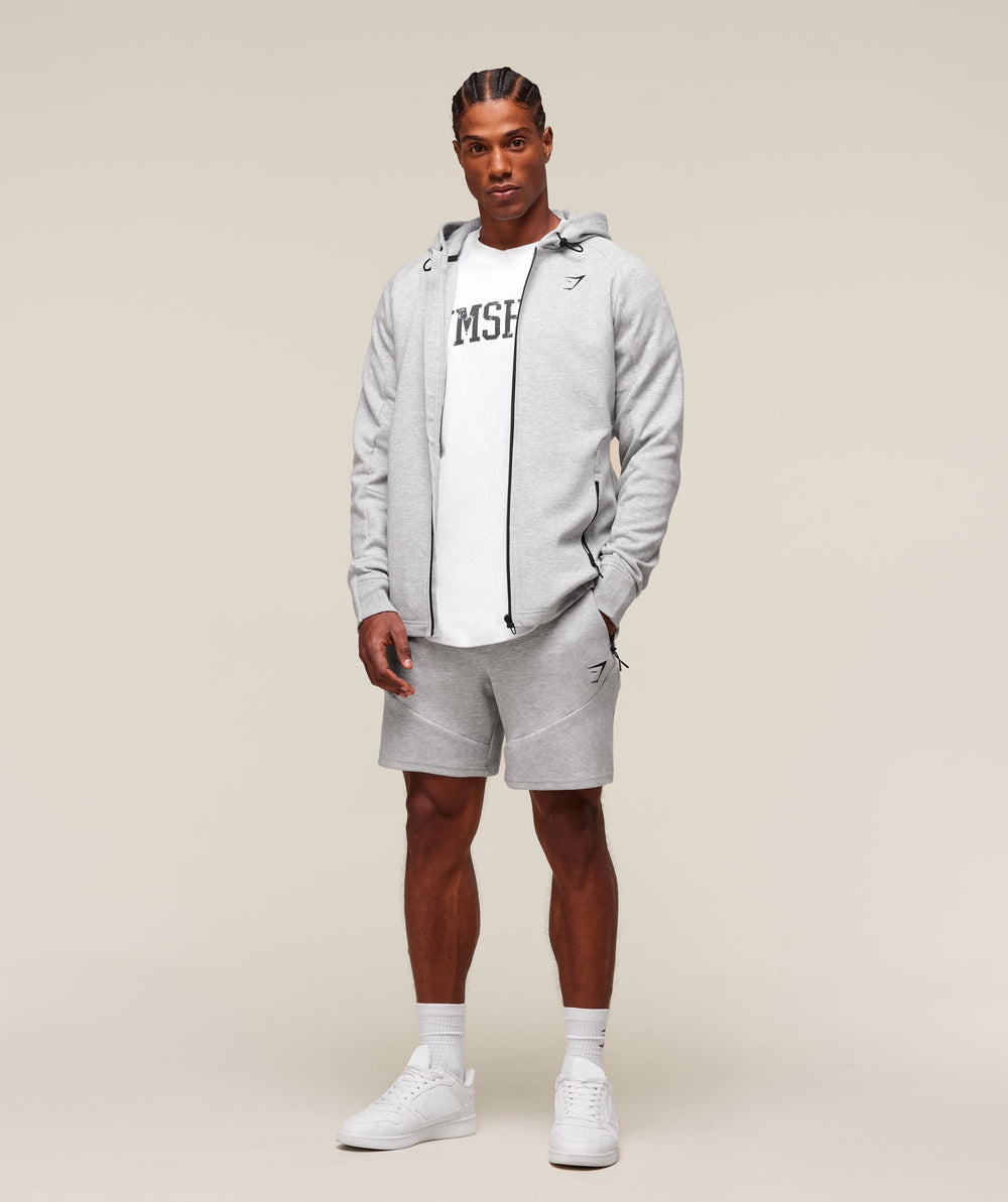 Interlock Tech Zip Up Hoodie Light Grey Core Marl