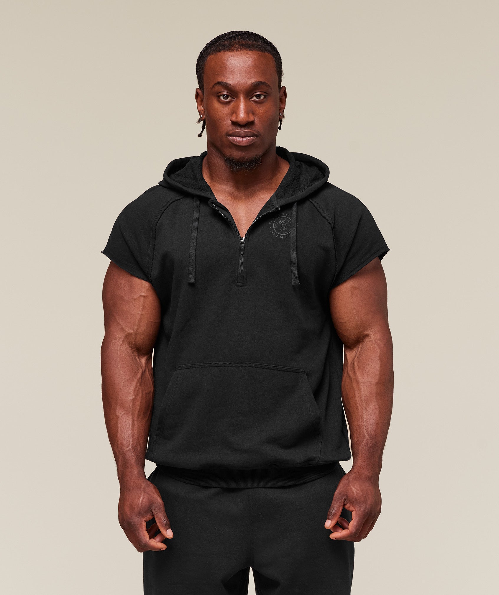 Legacy 1/4 Zip Cap Sleeve Hoodie Black