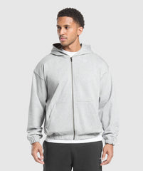 Rest Day Essentials Zip Hoodie Light Grey Core Marl
