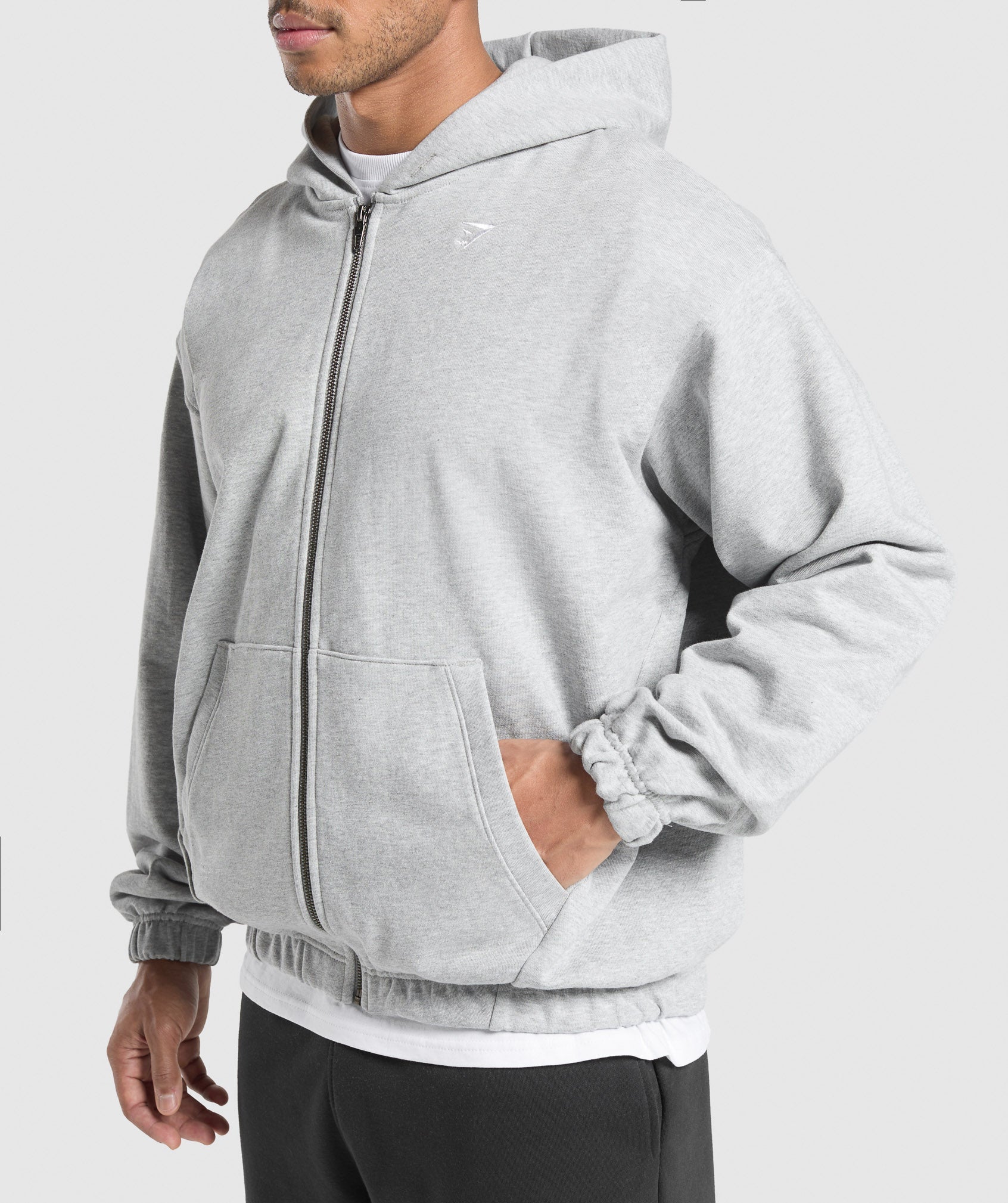 Rest Day Essentials Zip Hoodie Light Grey Core Marl