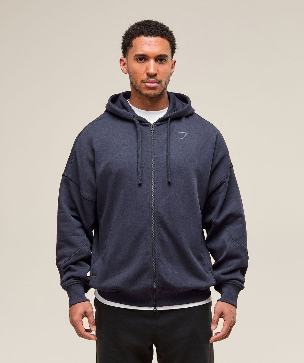 Power Zip Up Hoodie Heavy Blue