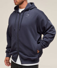 Power Zip Up Hoodie Heavy Blue