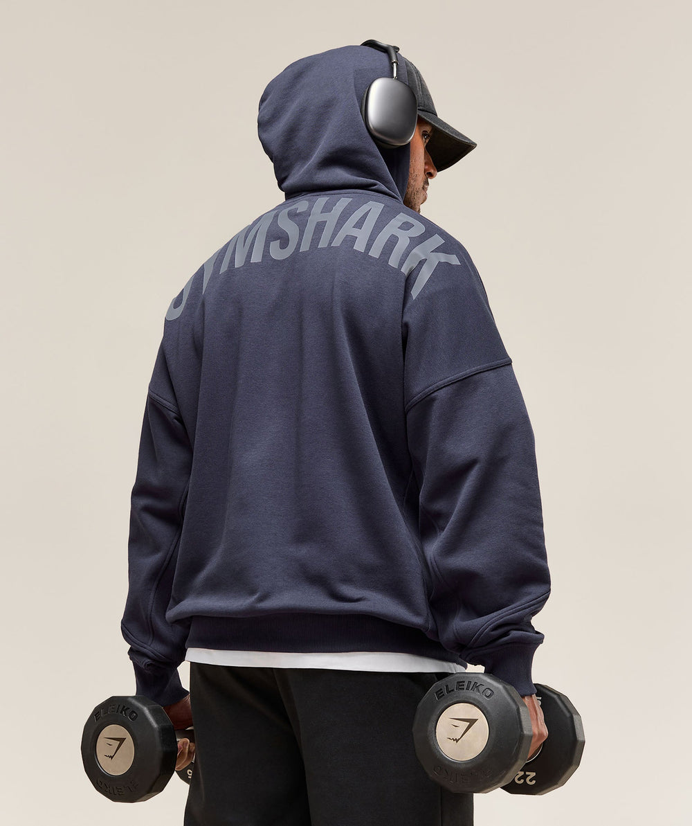 Power Zip Up Hoodie Heavy Blue