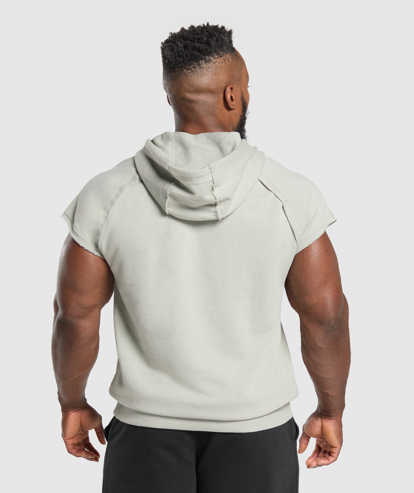 Legacy 1/4 Zip Cap Sleeve Hoodie Stone Grey