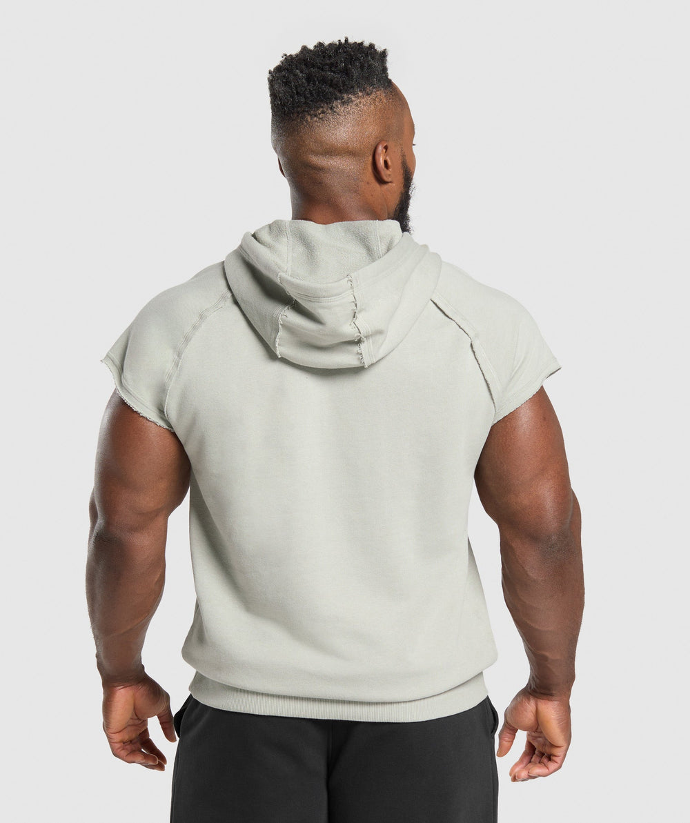 Legacy 1/4 Zip Cap Sleeve Hoodie Stone Grey