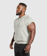 Legacy 1/4 Zip Cap Sleeve Hoodie Stone Grey