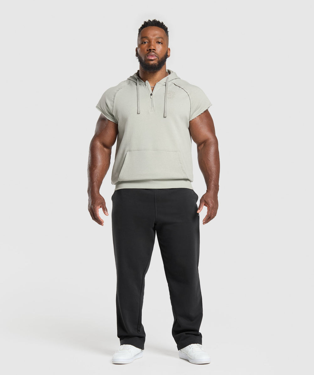 Legacy 1/4 Zip Cap Sleeve Hoodie Stone Grey