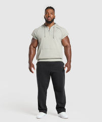 Legacy 1/4 Zip Cap Sleeve Hoodie Stone Grey