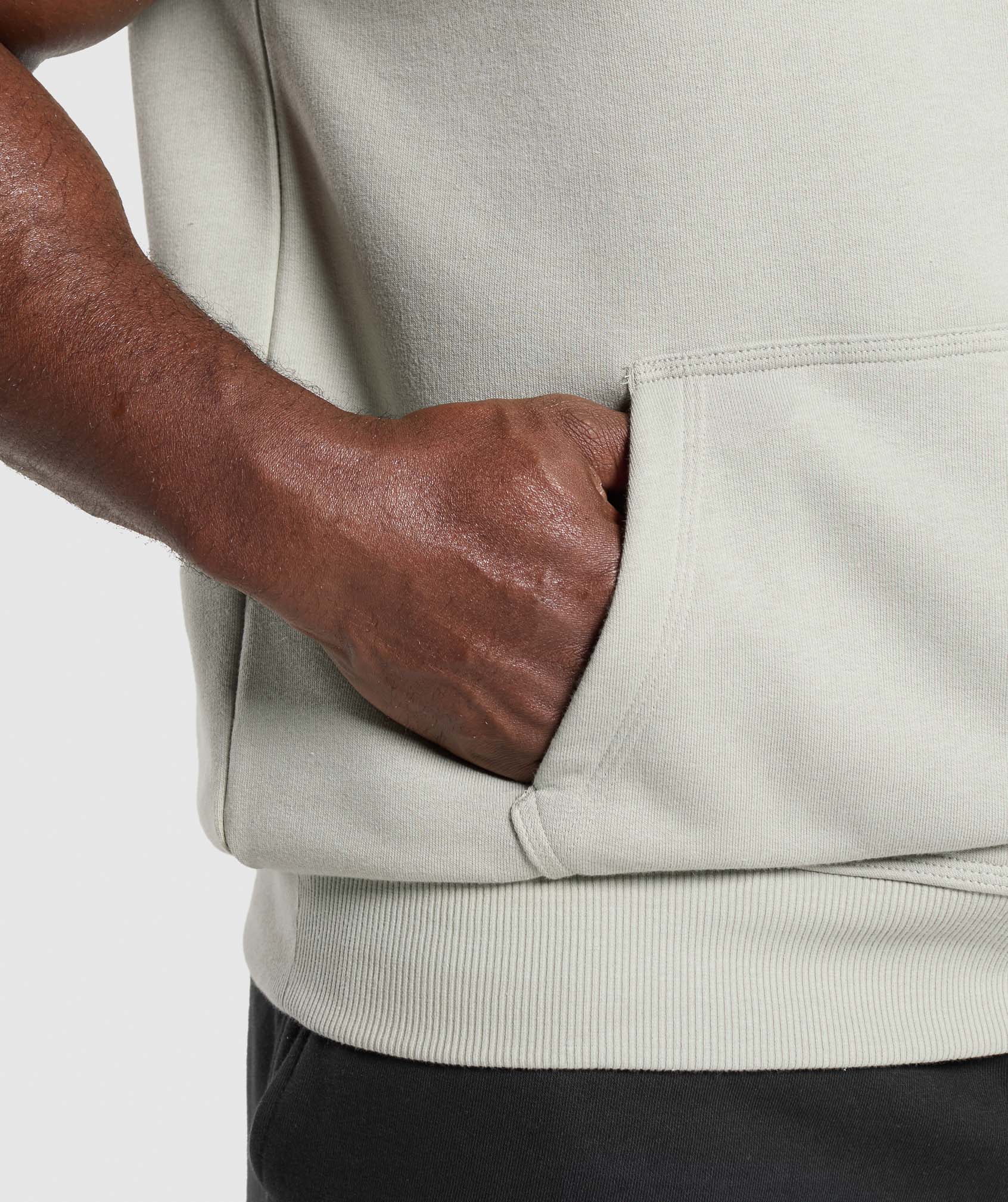 Legacy 1/4 Zip Cap Sleeve Hoodie Stone Grey