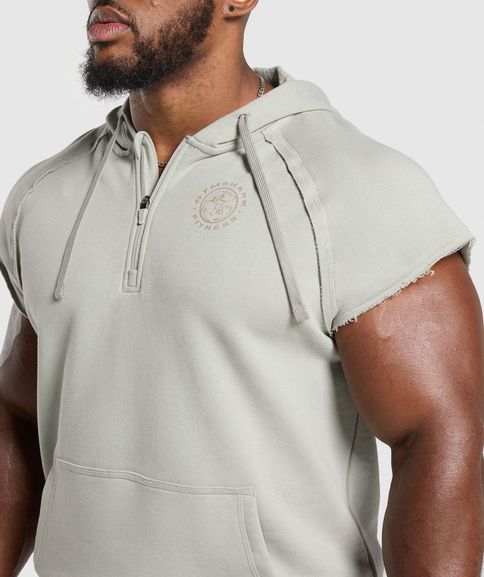 Legacy 1/4 Zip Cap Sleeve Hoodie Stone Grey