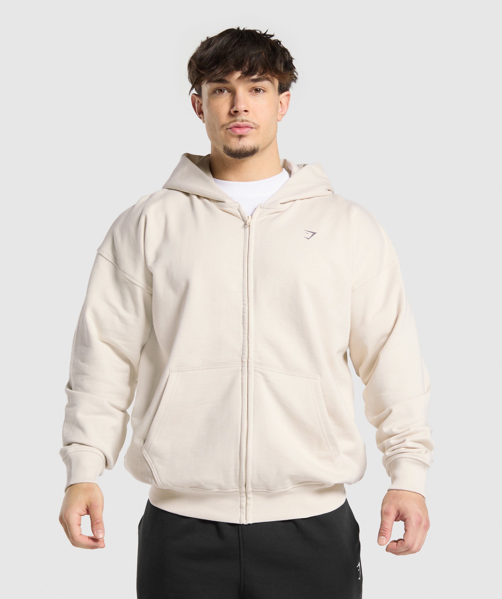 Atlas Zip Up Hoodie Oat White