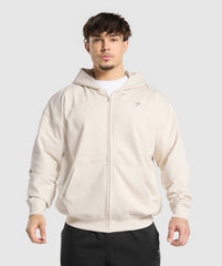 Atlas Zip Up Hoodie Oat White