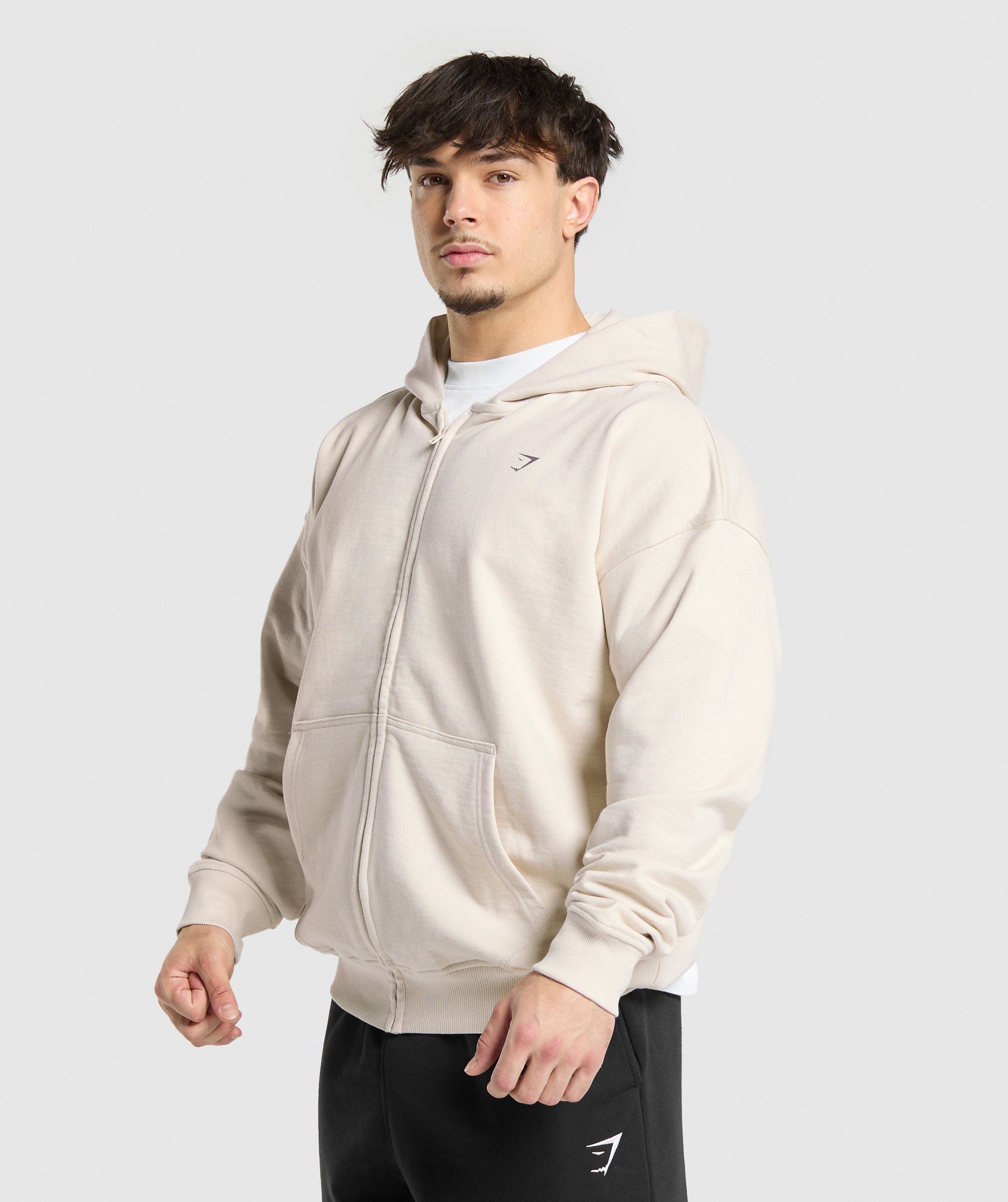 Atlas Zip Up Hoodie Oat White