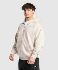 Atlas Zip Up Hoodie Oat White