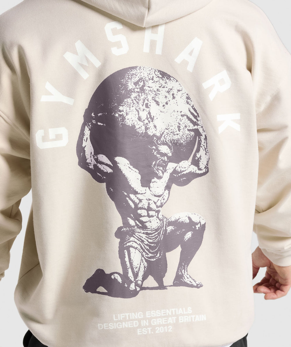 Atlas Zip Up Hoodie Oat White