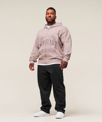 Collegiate Script Zip Up Hoodie Muted Pink